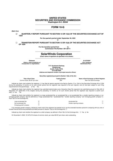 Thumbnail SolarWinds
 10-Q Quarterly Report FY2022 