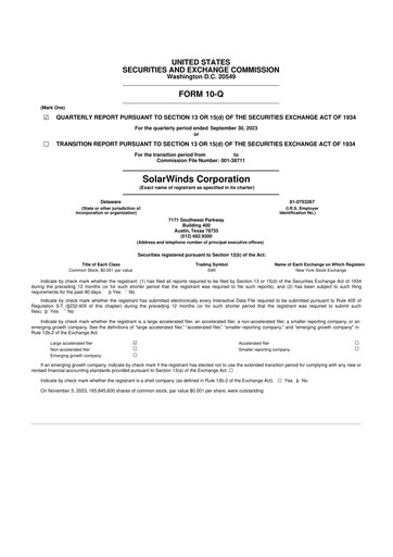 Thumbnail SolarWinds
 10-Q Quarterly Report FY2023 
