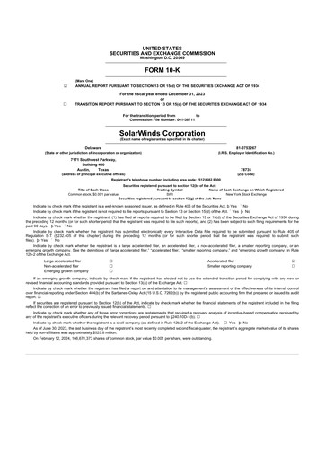 Thumbnail SolarWinds
 10-K Annual Report 2023