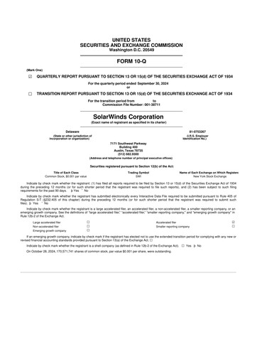 Thumbnail SolarWinds
 10-Q Quarterly Report FY2024 