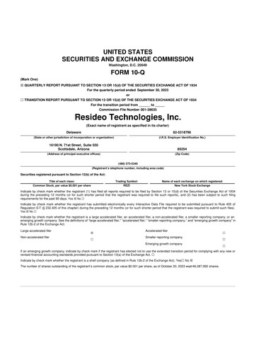 Thumbnail Resideo Technologies
 10-Q Quarterly Report FY2023 