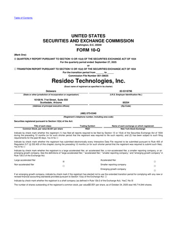 Thumbnail Resideo Technologies
 10-Q Quarterly Report FY2025 