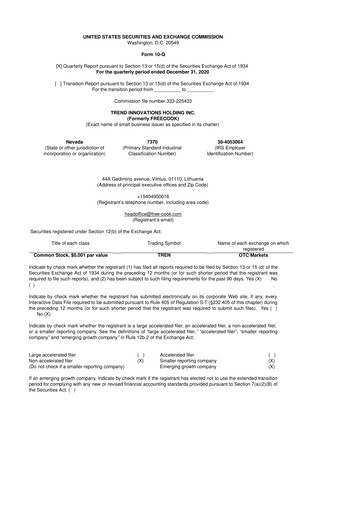 Thumbnail Avant Technologies Inc. 10-Q Quarterly Report FY2021 