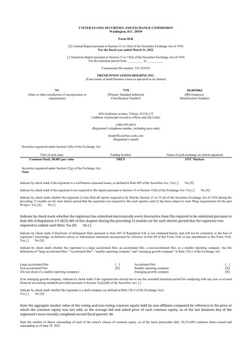 Miniature Avant Technologies Inc. 10-K Rapport annuel 2022
