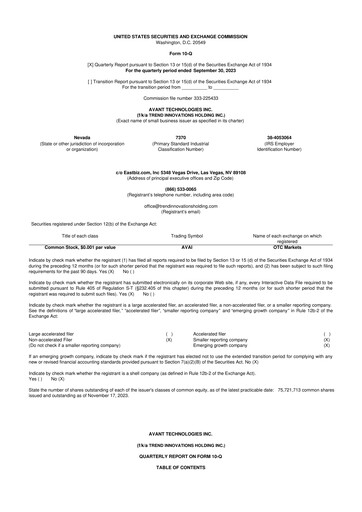 Thumbnail Avant Technologies Inc. 10-Q Quarterly Report FY2024 