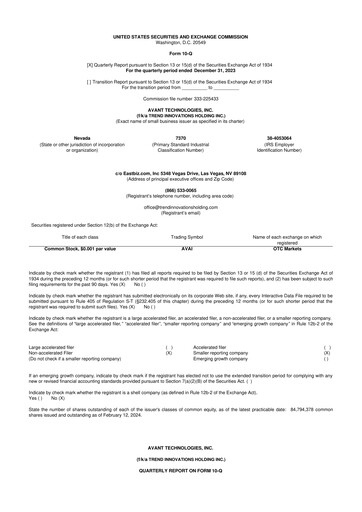 Thumbnail Avant Technologies Inc. 10-Q Quarterly Report FY2024 