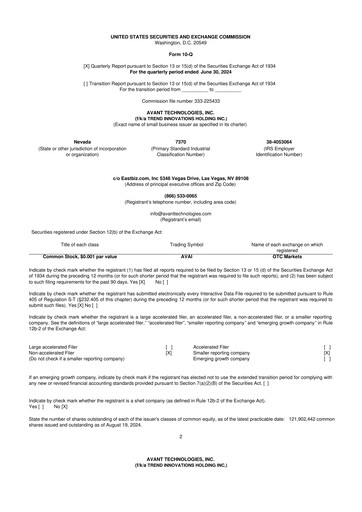 Thumbnail Avant Technologies Inc. 10-Q Quarterly Report FY2025 