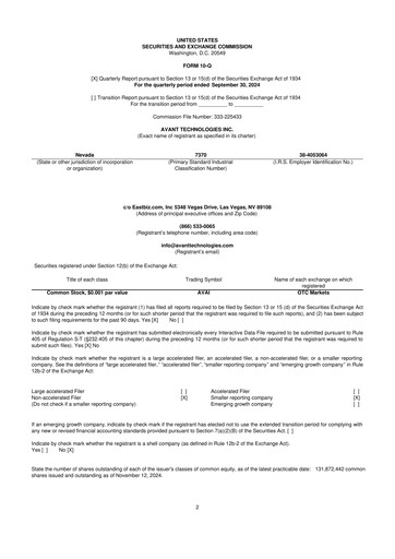 Thumbnail Avant Technologies Inc. 10-Q Quarterly Report FY2025 