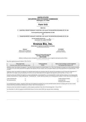 Thumbnail Kronos Bio 10-Q Quarterly Report FY2020 