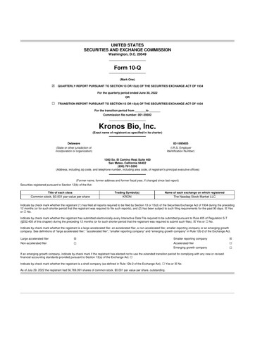 Thumbnail Kronos Bio 10-Q Quarterly Report FY2022 