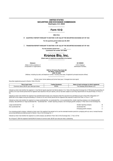 Thumbnail Kronos Bio 10-Q Quarterly Report FY2024 