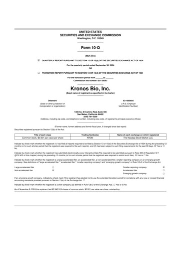 Thumbnail Kronos Bio 10-Q Quarterly Report FY2024 