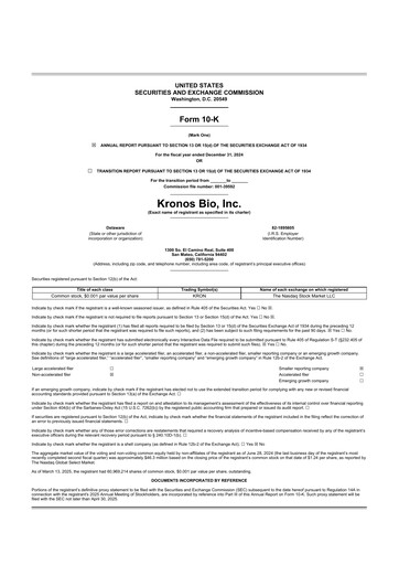 Thumbnail Kronos Bio 10-K Annual Report 2024