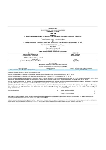 Miniature Greenlane Holdings, Inc. 10-K Rapport annuel 2021