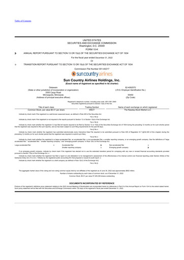 Thumbnail Sun Country Airlines 10-K Annual Report 2022