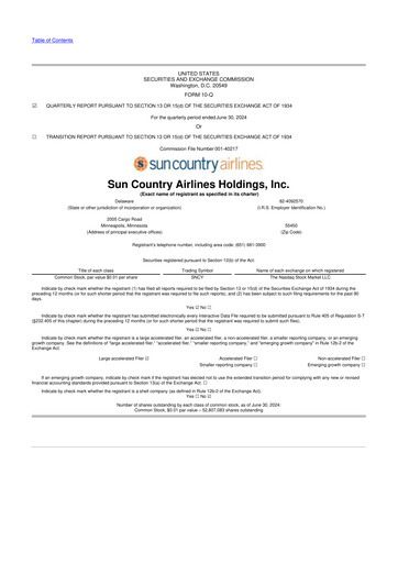 Vorschaubild Sun Country Airlines 10-Q Quartalsbericht 2024 