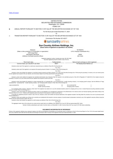 Thumbnail Sun Country Airlines 10-K Annual Report 2024