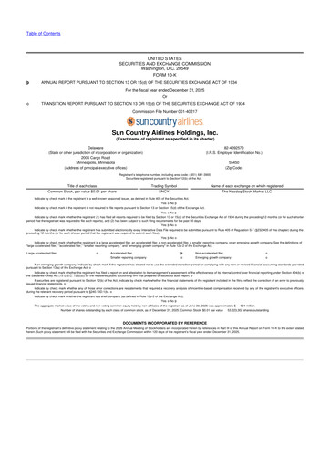 Vorschaubild Sun Country Airlines 10-K Jahresbericht 2025