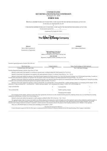 Thumbnail Walt Disney 10-K Annual Report 2019