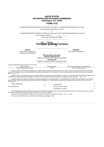 Thumbnail Walt Disney 10-Q Quarterly Report FY2021 