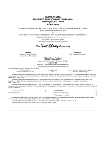 Thumbnail Walt Disney 10-Q Quarterly Report FY2022 