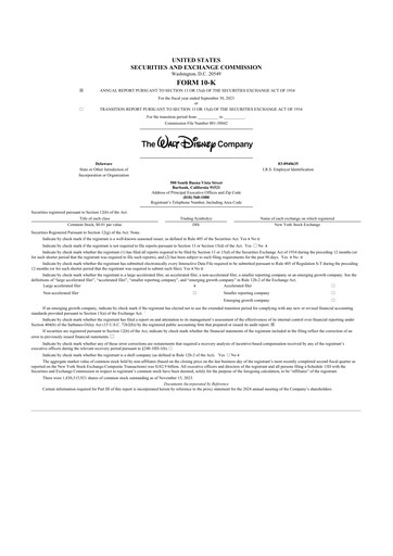 Thumbnail Walt Disney 10-K Annual Report 2023