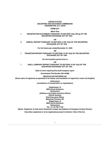 Thumbnail Molecular Partners 20-F Annual Report 2022