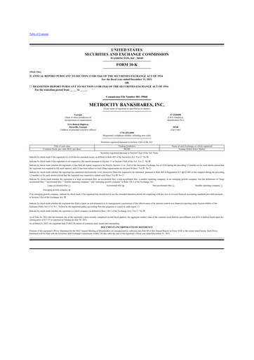 Thumbnail MetroCity Bankshares 10-K Annual Report 2021