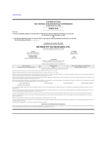 Thumbnail MetroCity Bankshares 10-K Annual Report 2022