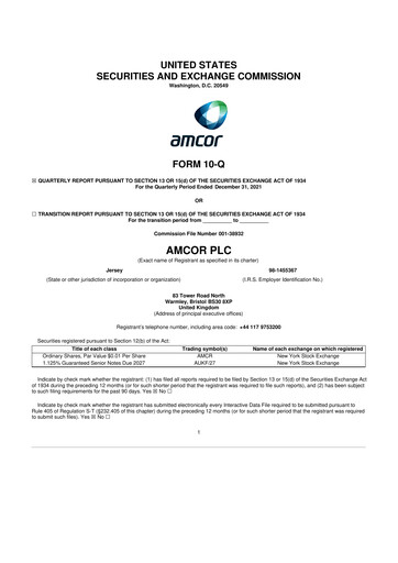 Miniature Amcor 10-Q Rapport trimestriel 2022 