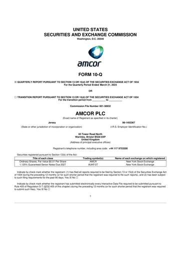 Miniature Amcor 10-Q Rapport trimestriel 2023 