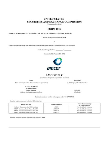 Miniature Amcor 10-K Rapport annuel 2025