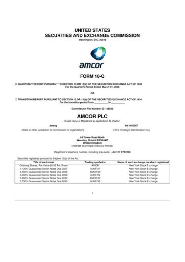 Thumbnail Amcor 10-Q Quarterly Report FY 