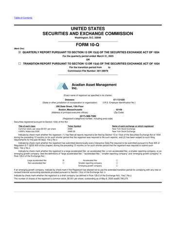 Thumbnail Acadian Asset Management 10-Q Quarterly Report FY2025 