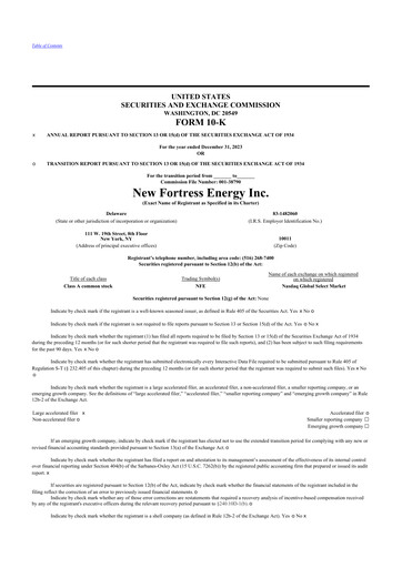 Thumbnail New Fortress Energy
 10-K Annual Report 2023