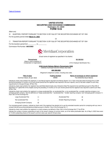 Thumbnail Meridian Corporation 10-Q Quarterly Report FY2022 