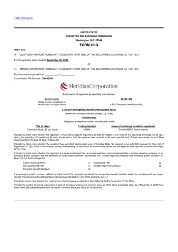 Thumbnail Meridian Corporation 10-Q Quarterly Report FY2022 