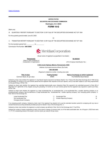 Thumbnail Meridian Corporation 10-Q Quarterly Report FY2023 
