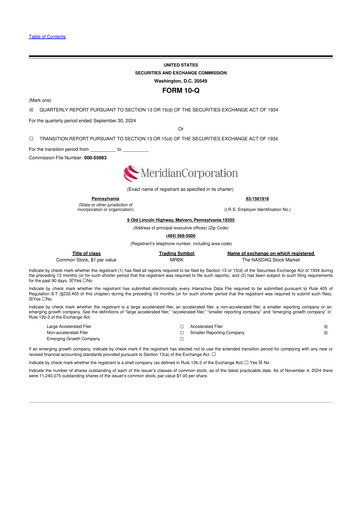 Thumbnail Meridian Corporation 10-Q Quarterly Report FY2024 