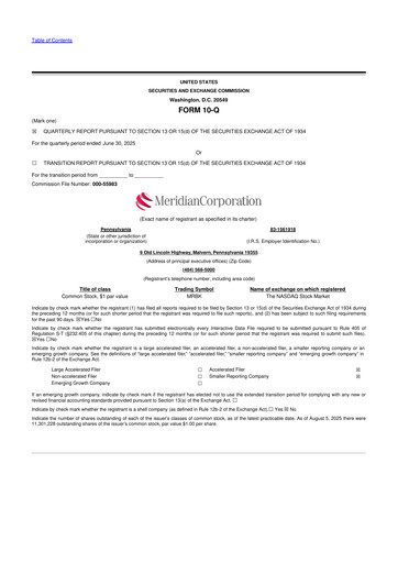 Thumbnail Meridian Corporation 10-Q Quarterly Report FY2025 