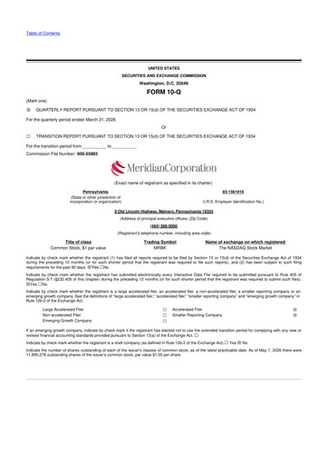 Thumbnail Meridian Corporation 10-Q Quarterly Report FY2026 
