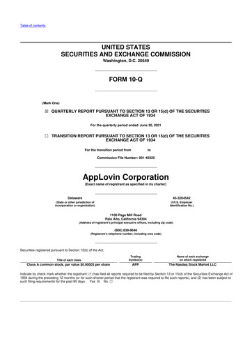 Vorschaubild AppLovin 10-Q Quartalsbericht 2021 