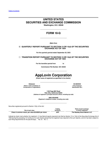 Vorschaubild AppLovin 10-Q Quartalsbericht 2023 
