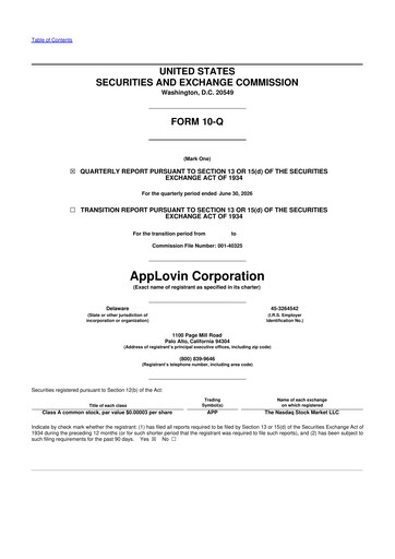 Miniature AppLovin 10-Q Rapport trimestriel 2026 