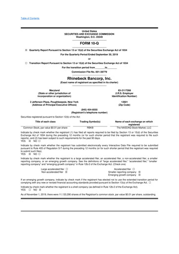 Vorschaubild Rhinebeck Bancorp 10-Q Quartalsbericht 2019 
