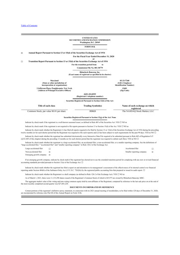 Thumbnail Rhinebeck Bancorp 10-K Annual Report 2020