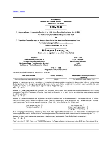 Vorschaubild Rhinebeck Bancorp 10-Q Quartalsbericht 2021 