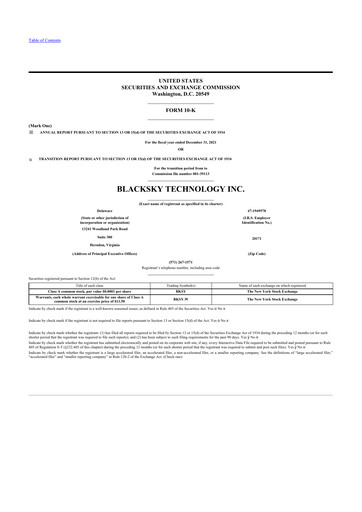 Miniature BlackSky Technology 10-K Rapport annuel 2021