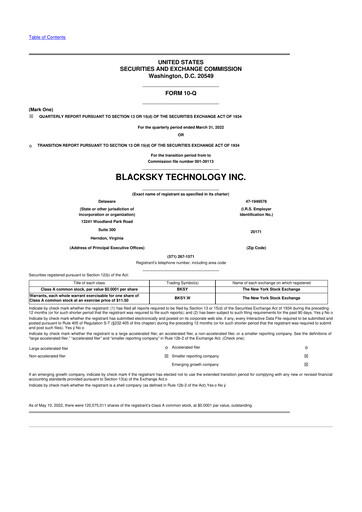 Vorschaubild BlackSky Technology 10-Q Quartalsbericht 2022 