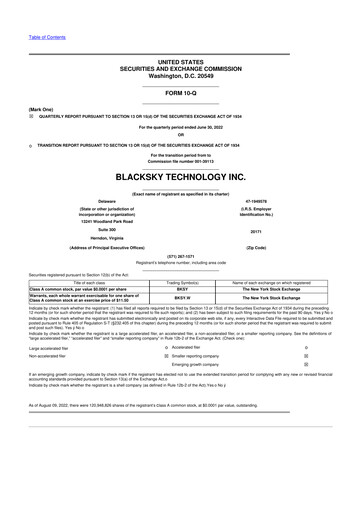 Vorschaubild BlackSky Technology 10-Q Quartalsbericht 2022 